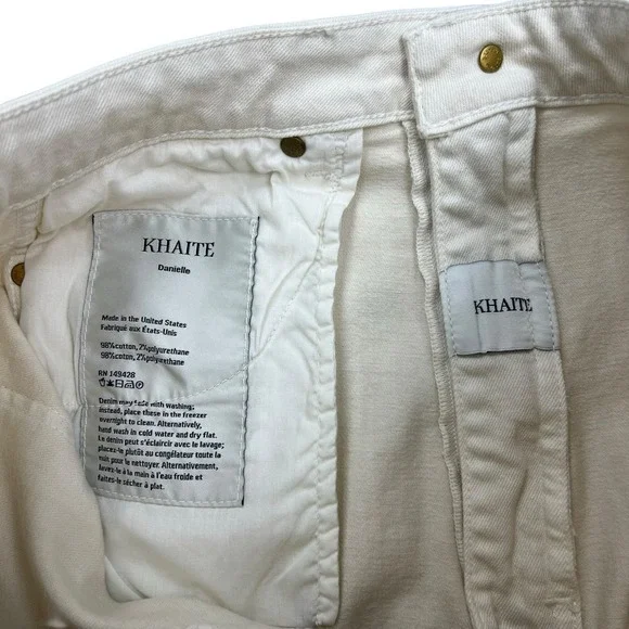 Khaite Jeans Womens Size 30x29 White Danielle High Rise Straight Denim - Picture 7 of 9